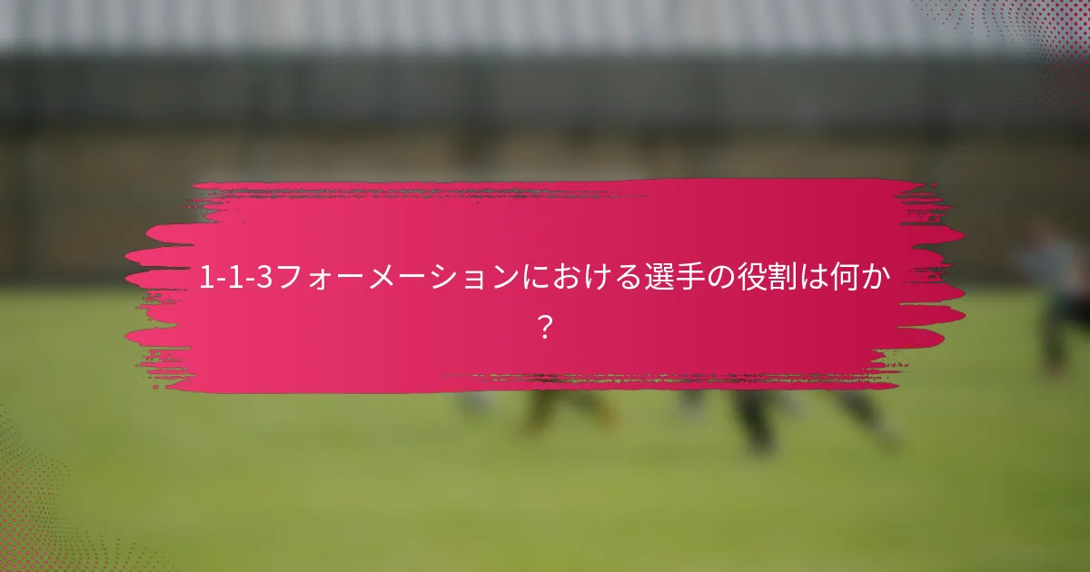 1-1-3フォーメーションにおける選手の役割は何か?
