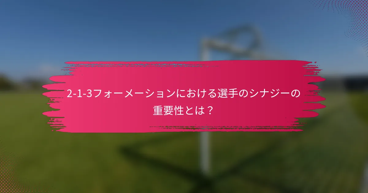 2-1-3フォーメーションにおける選手のシナジーの重要性とは？